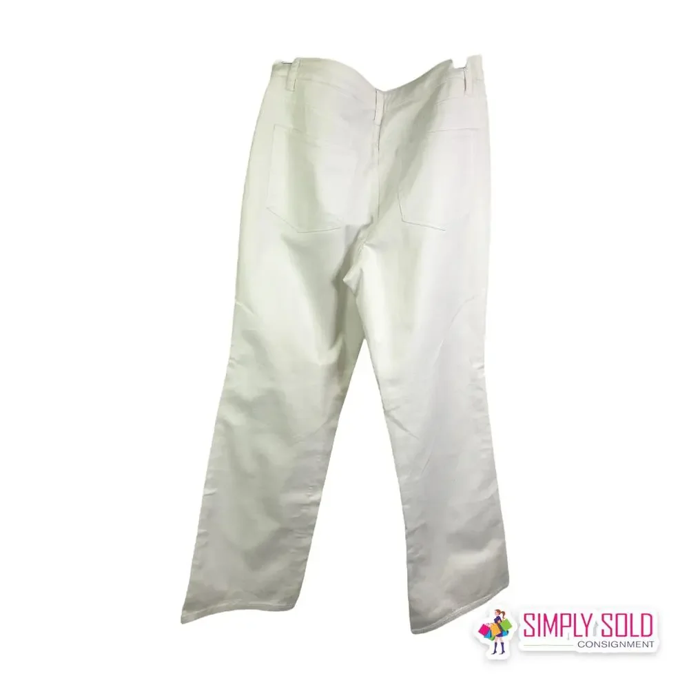 Coldwater Creek Womens 12P Flared Pants Natural Fit Hi-Rise White Cotton Stretch